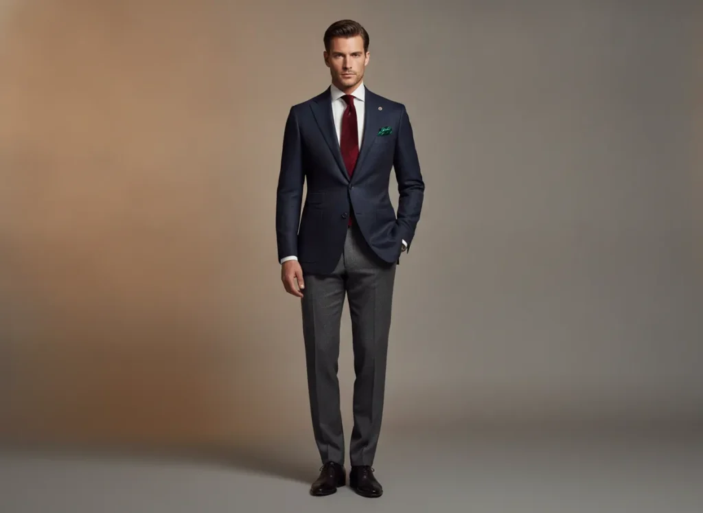 Polished menswear editorial, refined and confident mood, soft